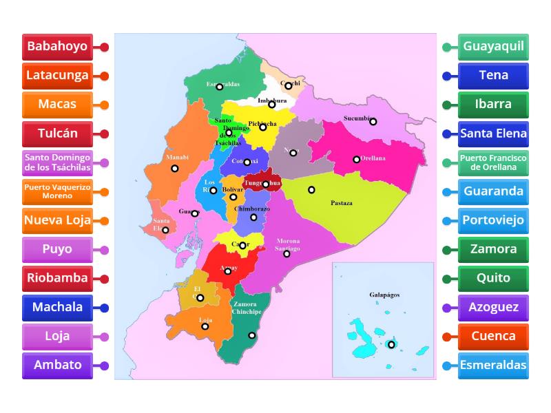 Provincias Y Capitales De Ecuador - Diagrama Con Etiquetas