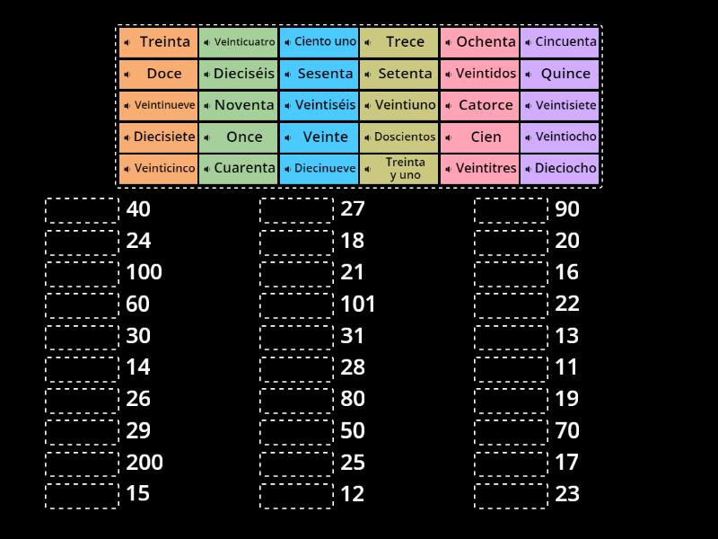8vo Numeros del 11 al 200 - Match up