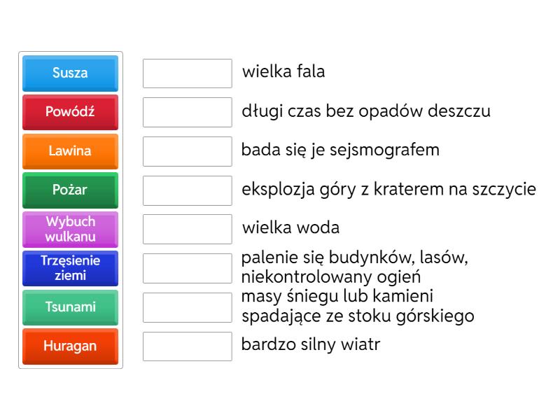 Sprawdzian Zjawiska Magnetyczne Klasa 3 Gimnazjum Zjawiska klimatyczne - Match up