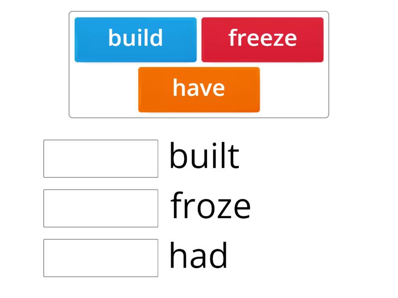 Match the following simple present verbs to the past tense. - Match up