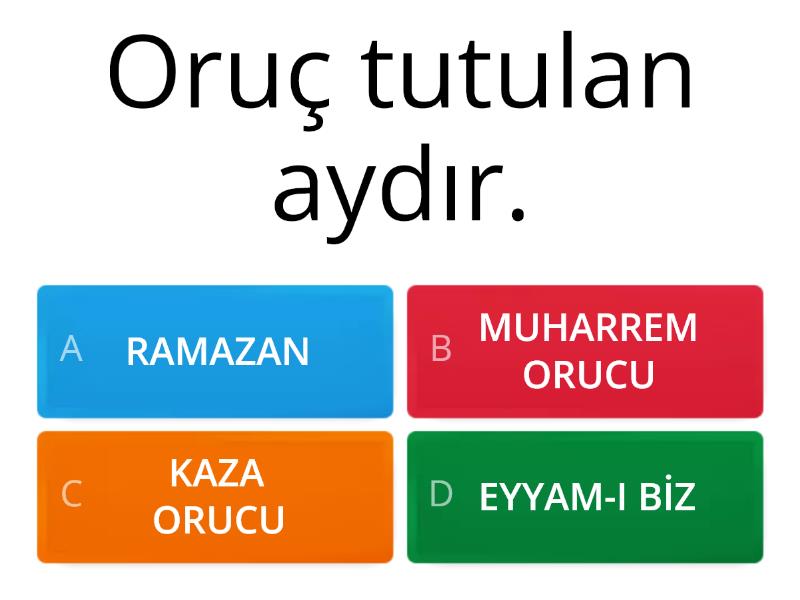 RAMAZAN VE ORUÇ KAVRAMLAR TEST - Quiz