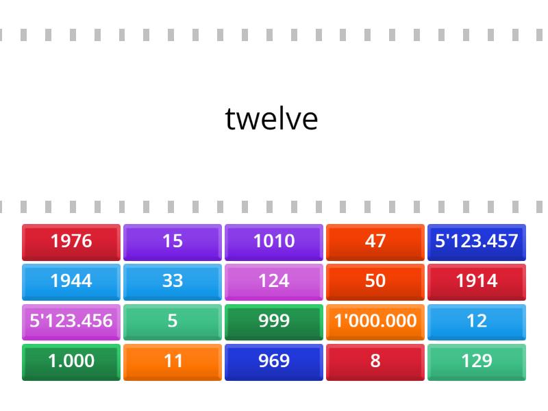 Numbers Wordwall