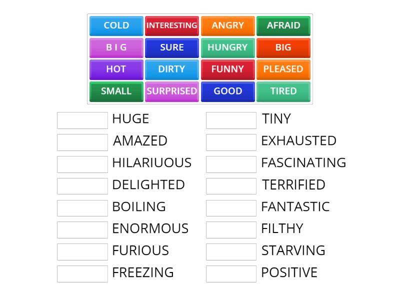 STRONG ADJECTIVES - Match up