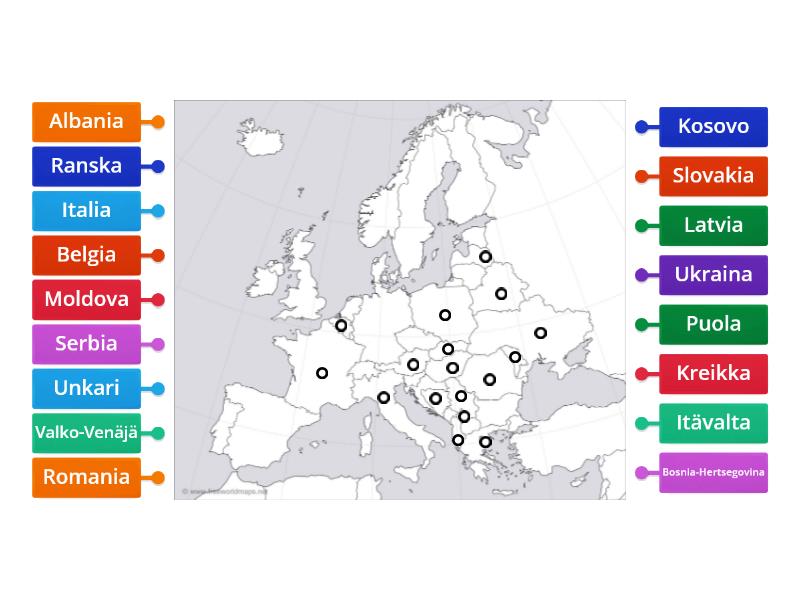 Euroopan Valtiot - Osa 2 - Labelled Diagram