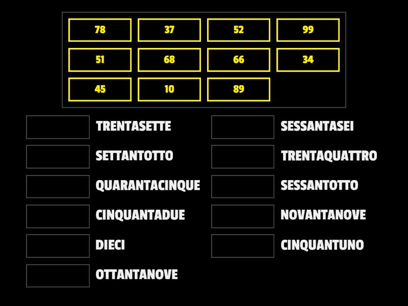 Numeri In Parola Match Up