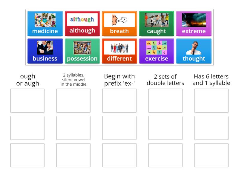 Felix's spelling words - Group sort