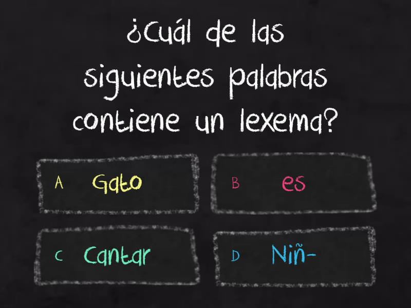 TIPOS DE MONEMAS O MORFEMAS: RAIZ O LEXEMA GRUPO 1 - Cuestionario