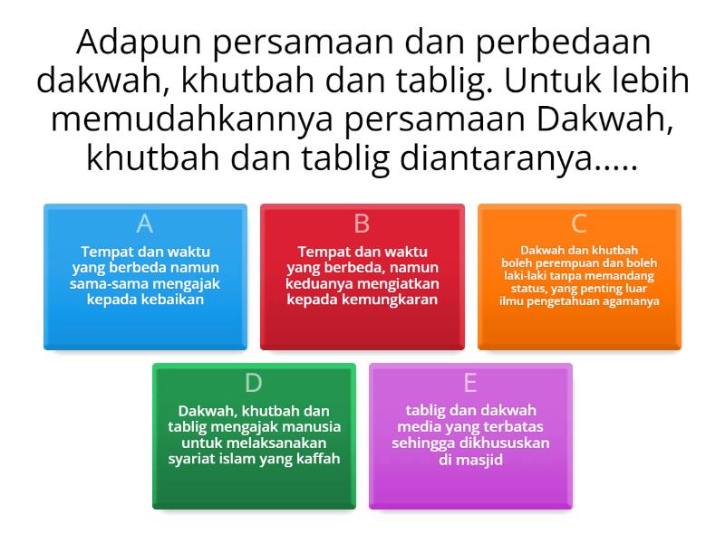 Dakwah, Khutbah Dan Tablig - Quiz