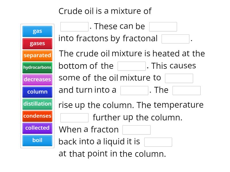 Fractional Distillation Cloze Adv - Missing word