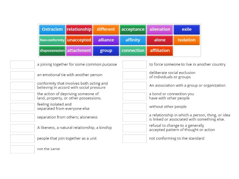 Belonging Vocabulary - Match up