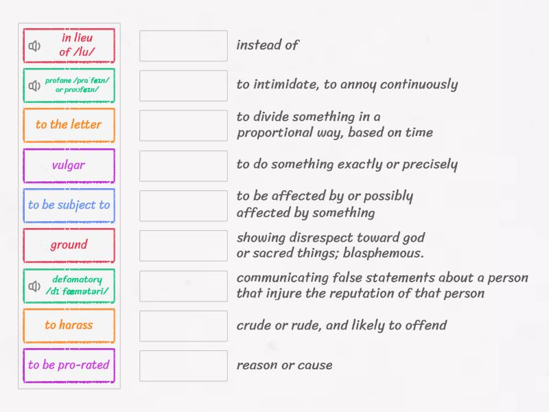 Level 9 Unit 8 Match Up