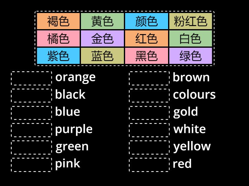 Adjectives- colours - Match up