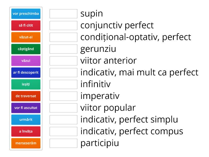 Copy Of Verbul- Timpurile Modului Indicativ - Match Up