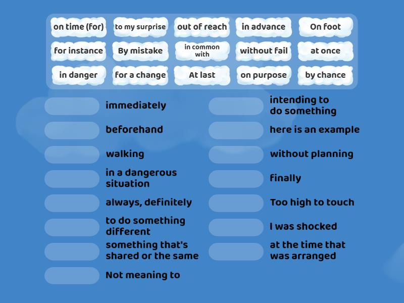Preposition collocations - Match up