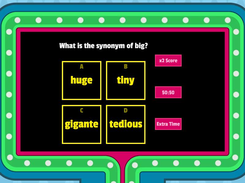 B1 Synonyms List #1 + extra - Gameshow quiz