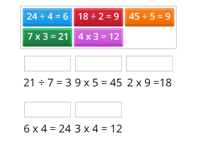 G4 Relate Multiplication and Division - Match up