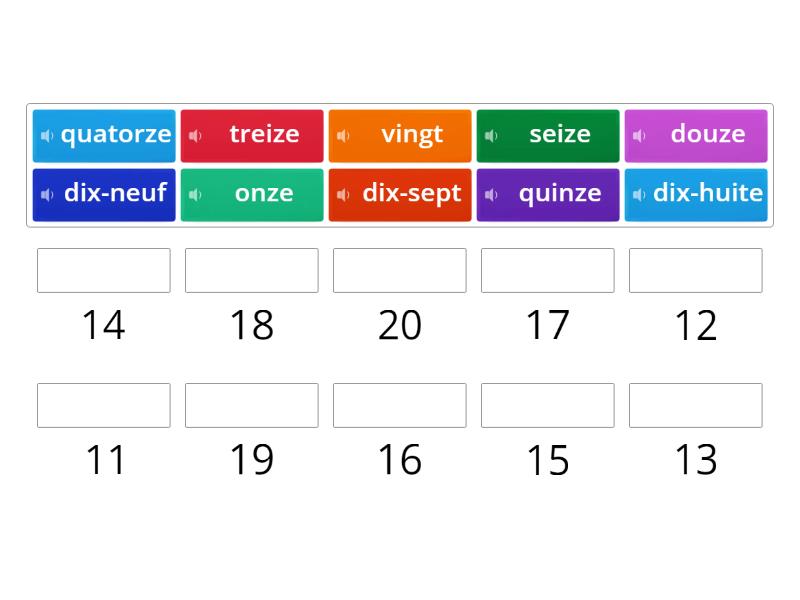 French Numbers 11 to 20 - Match up