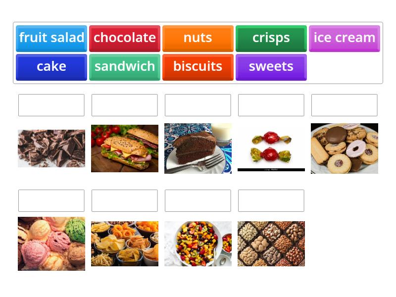 ENGLISH FILE FOOD DESSERTS / SNACKS - Une las parejas