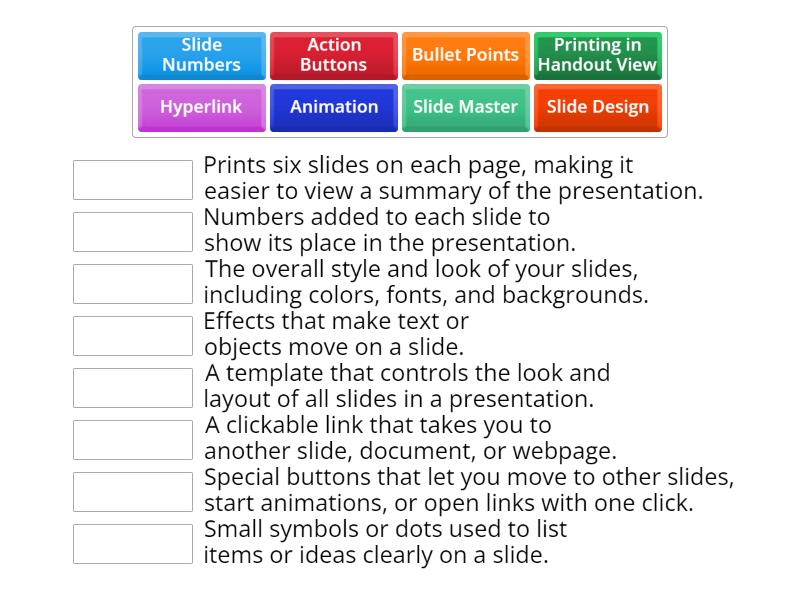 PowerPoint Features - Match up