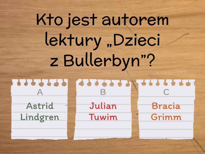 Znajomości Lektury "Dzieci Z Bullerbyn" - Test