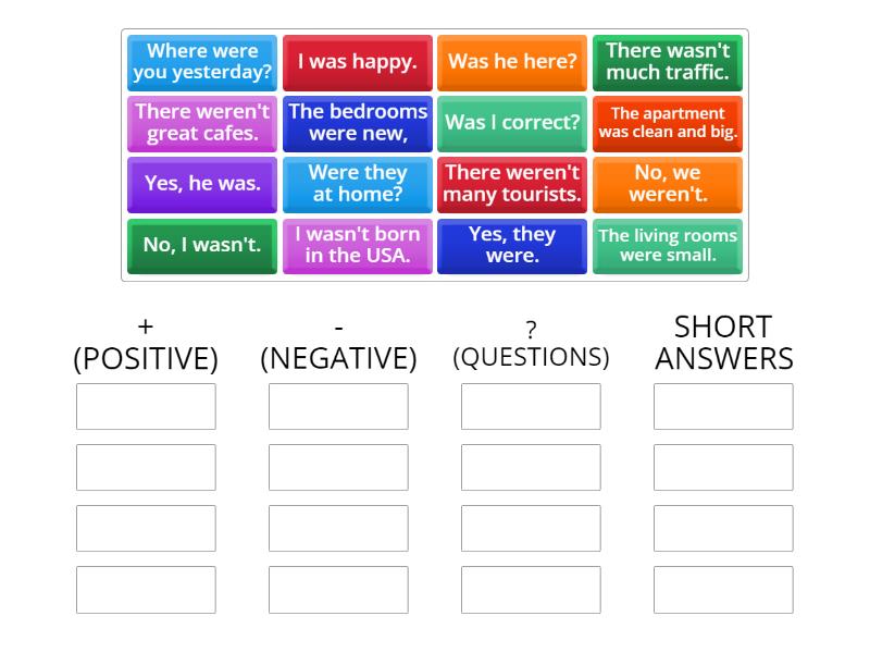 WAS/WERE (SORT THE SENTENCES) - Group sort