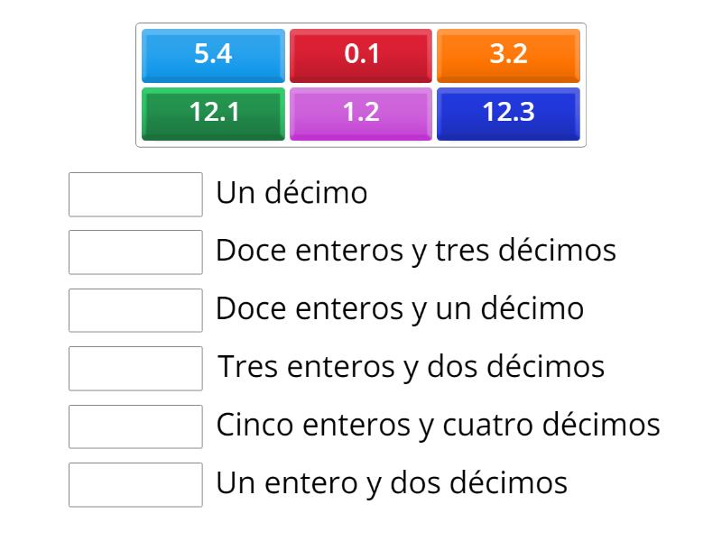 Lectura Y Escritura De Decimales Match Up 9267