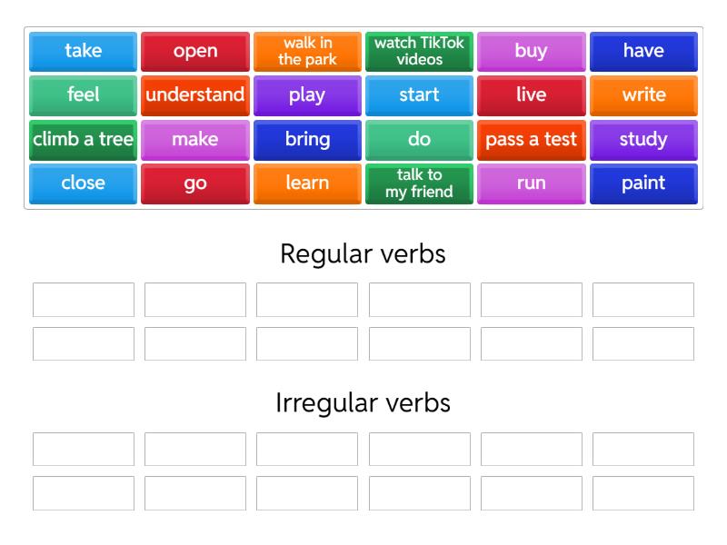 Past Simple Regular Irregular Verbs Group Sort