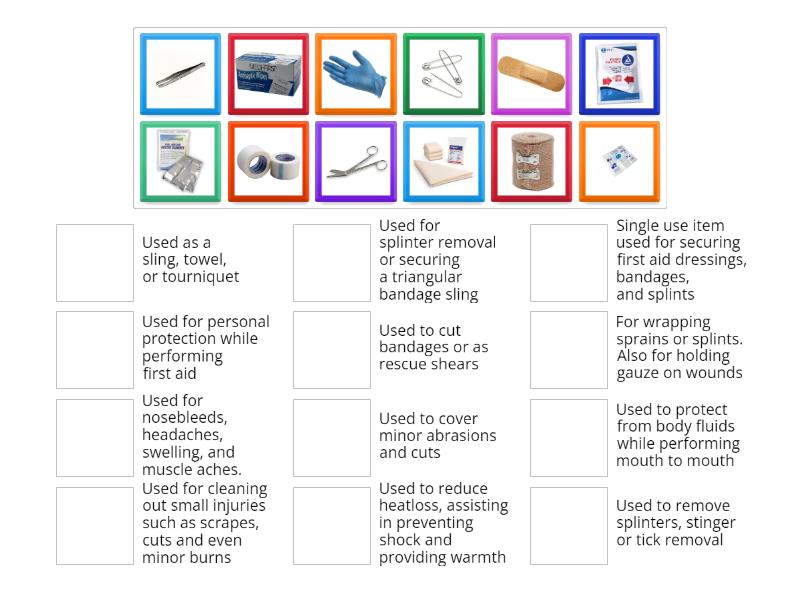 Grade 6 - First Aid - What's it used for? - Match up