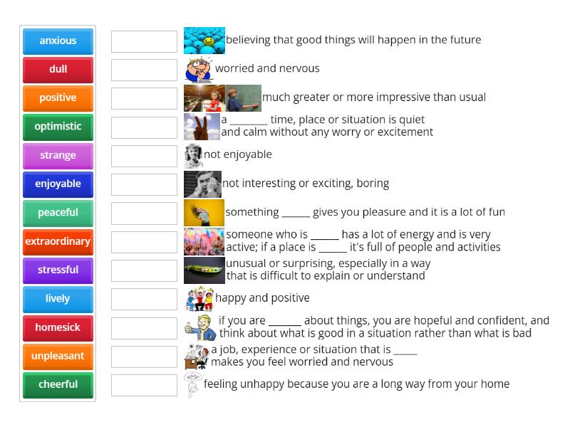 Roadmap B1 2C adjectives: feelings and reactions - Match up