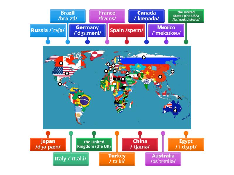 Countries (beginner) - Labelled diagram