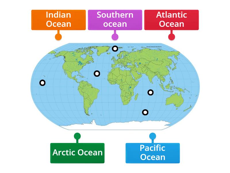 5 Major Oceans of the world - Labelled diagram