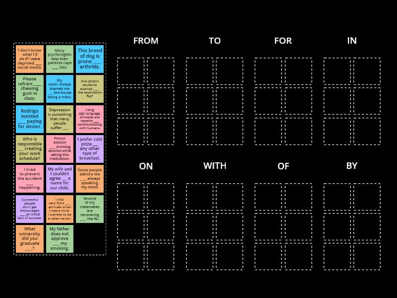 Preposition Collocation Practice (1) - Group sort