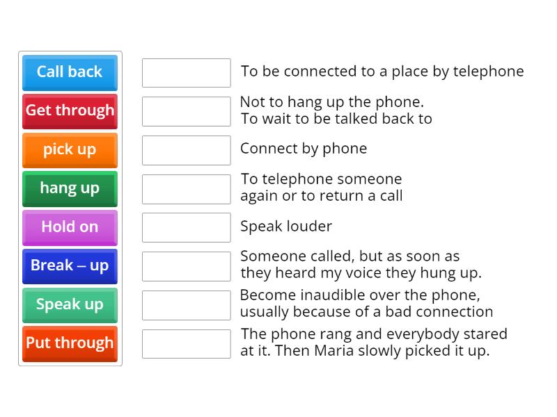 Telephone Phrasal Verbs - Une las parejas