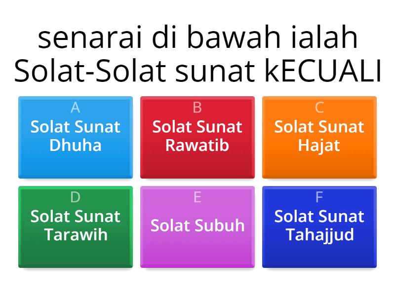 Solat-Solat Sunat-By Us.Doliyantinoraini - Quiz