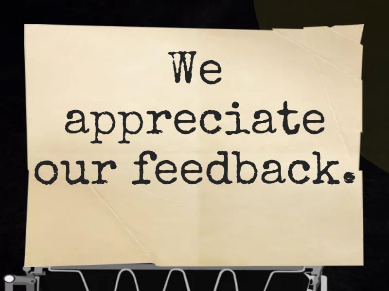 We Appreciate Your Feedback Flash Cards 3115