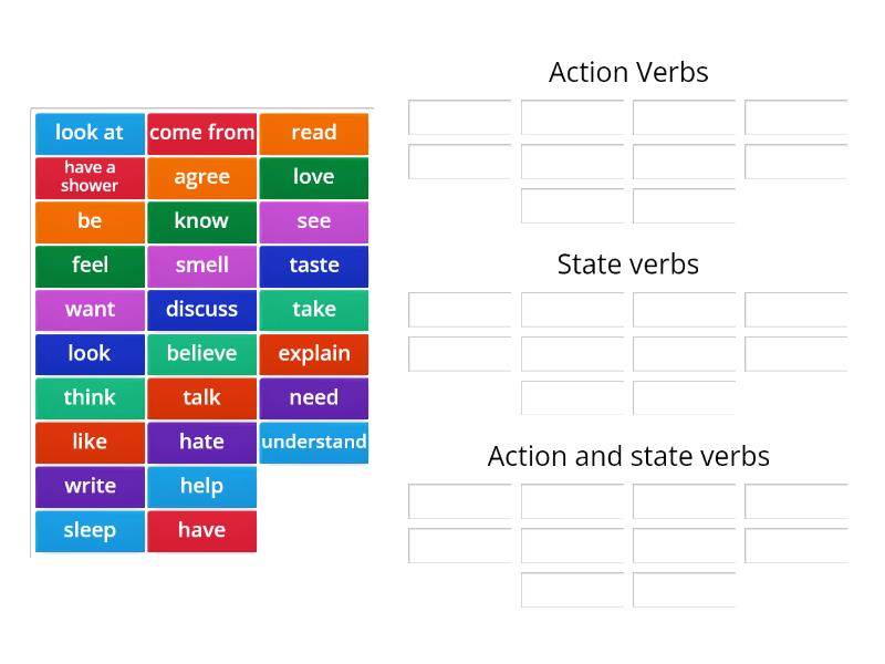 Ww4 12 Action Verbs Vs State Verbs Групповая сортировка 0806