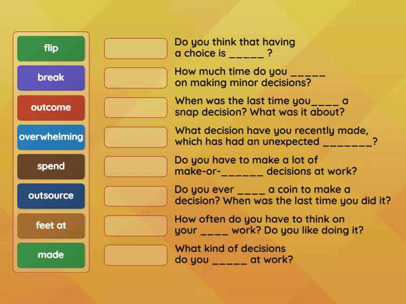 How to make faster decisions - Match up