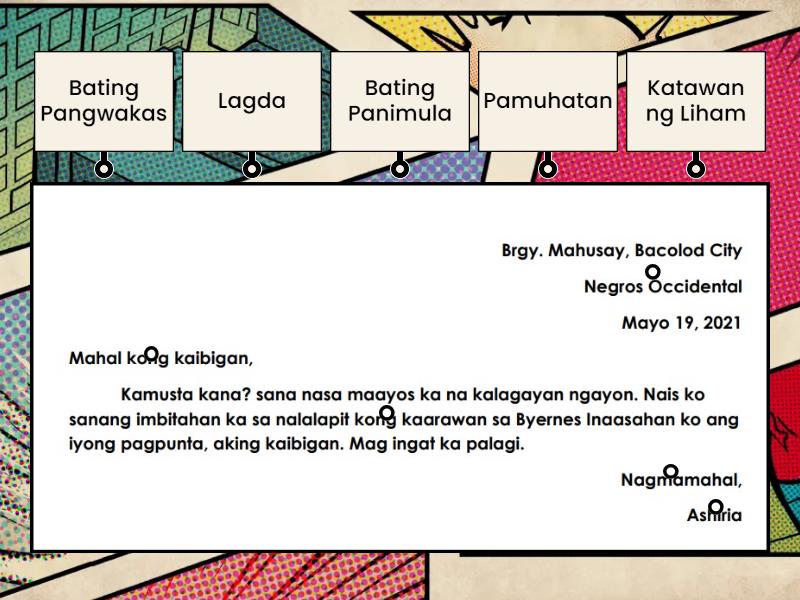 Gawain #2: Bahagi ng Liham - Labelled diagram