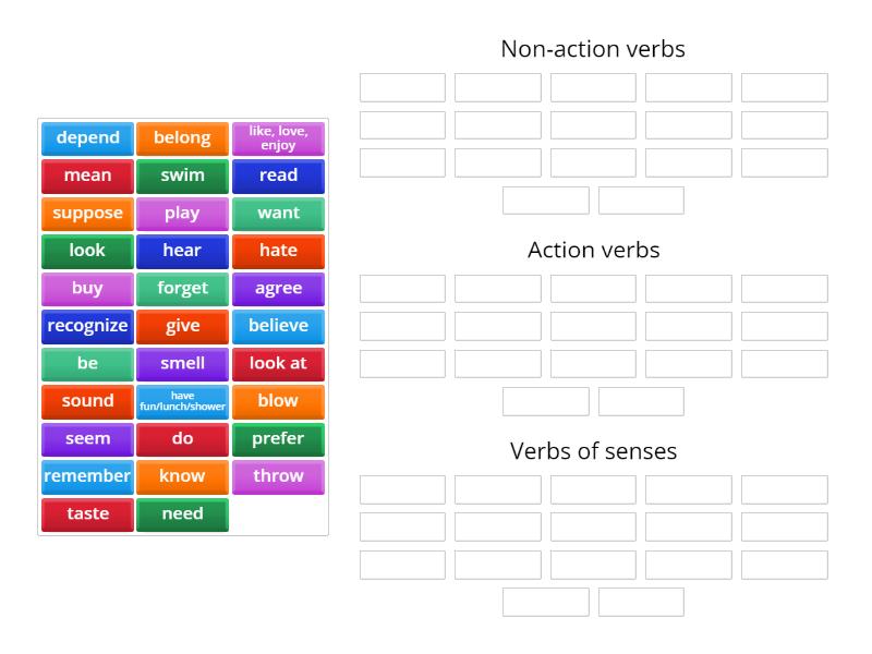 Action and Non-action verbs - Group sort