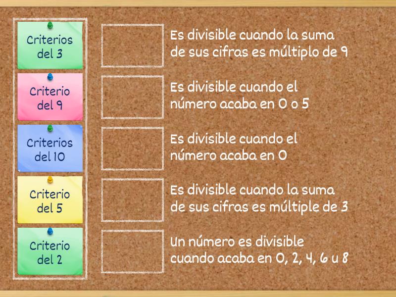 Criterios de divisibilidad - Match up