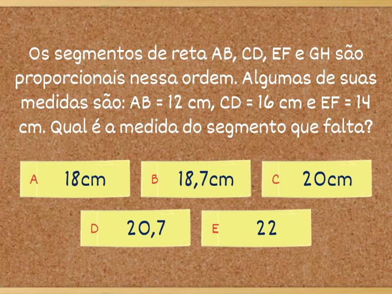 Segmentos Proporcionais Quiz