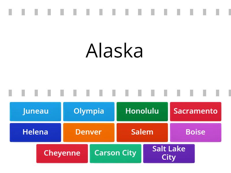 West States Capitals: Matching Game Find the match