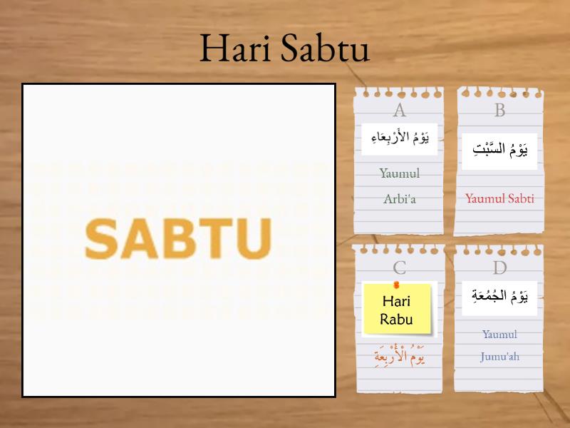Bahasa Arab Hari-hari dalam Seminggu - Quiz