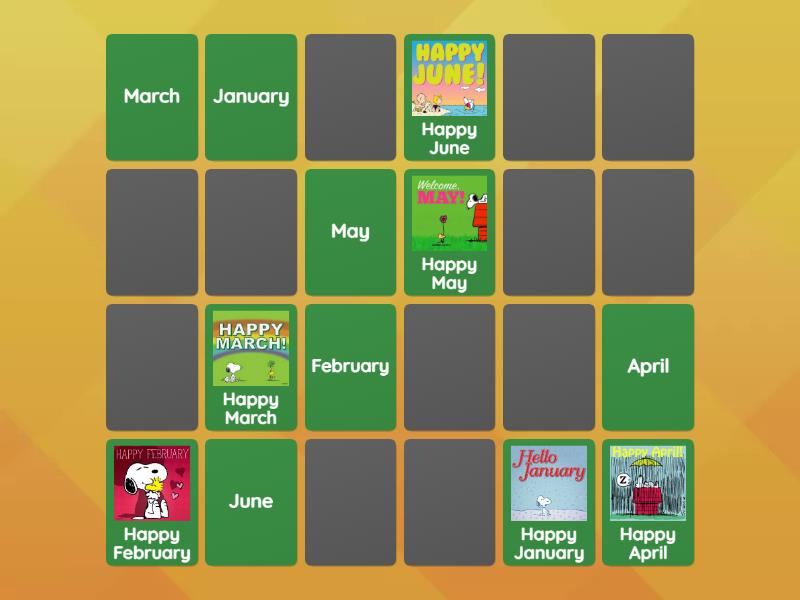 Months of the year memory game - Matching pairs