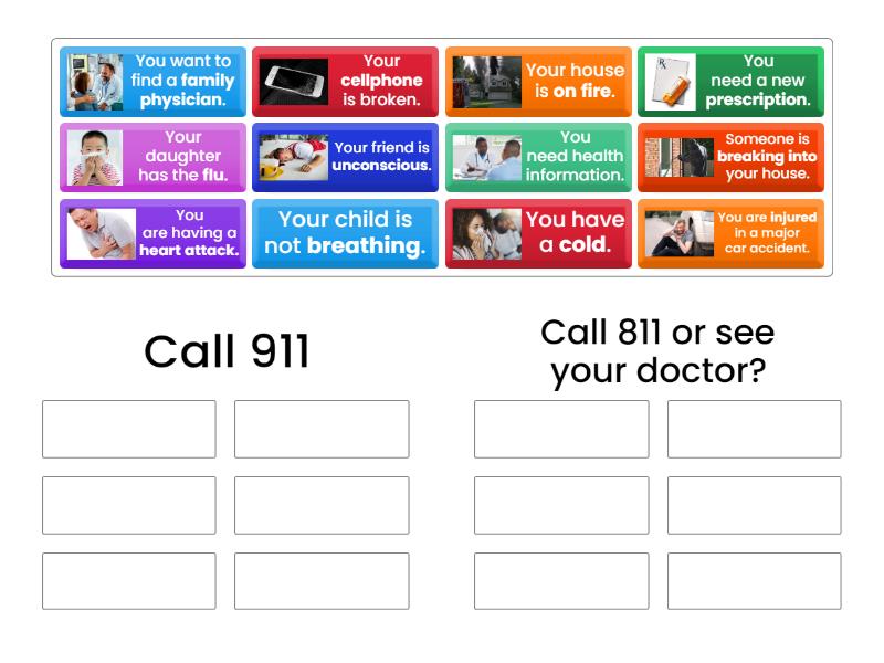 Call 911 or 811? - Group sort