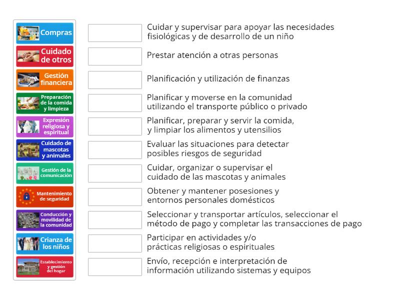 Actividades instrumentales de la vida diaria (AIVD) - Match up