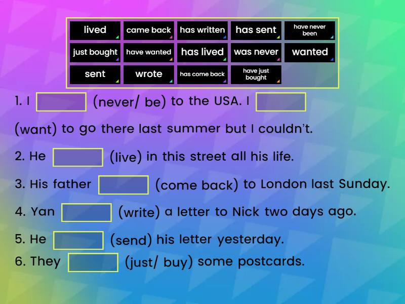 Present Perfect or Past Simple 2 - Missing word