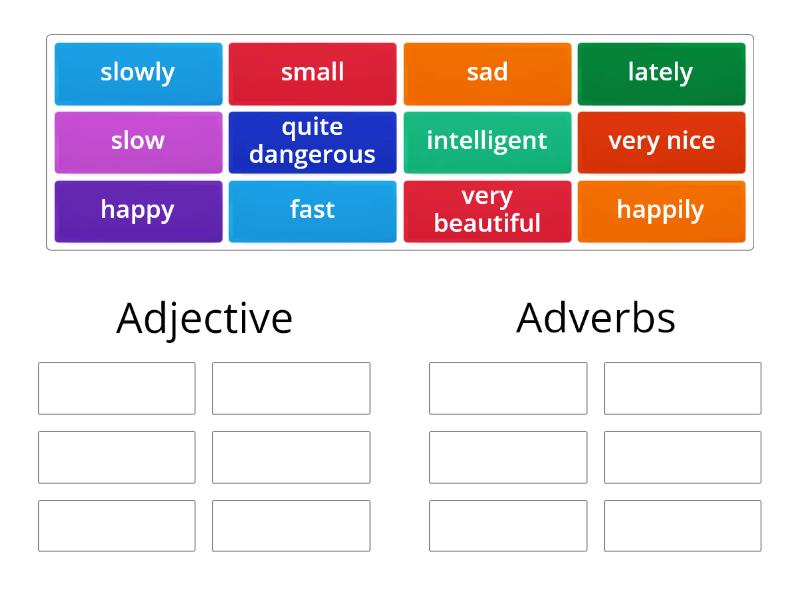 Adverbs And Adjectives Group Sort