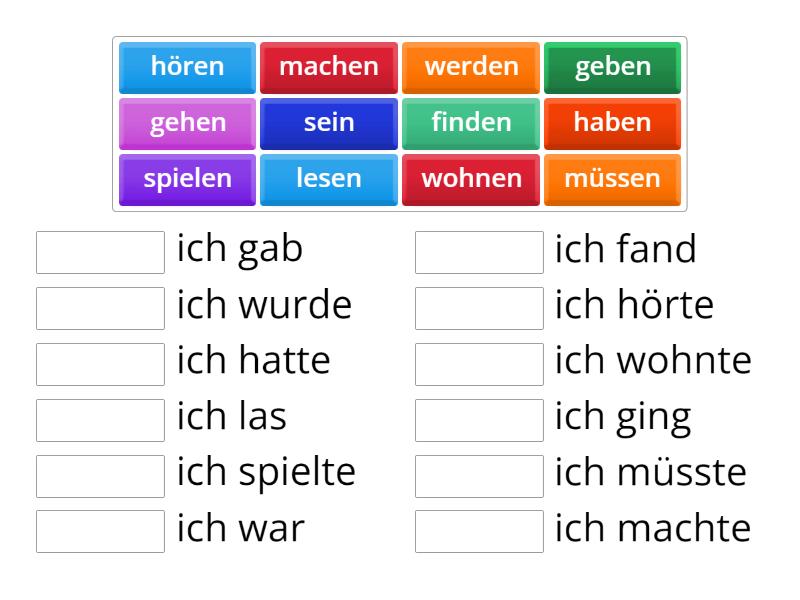 Imperfect - infinitive/imperfect - Match up