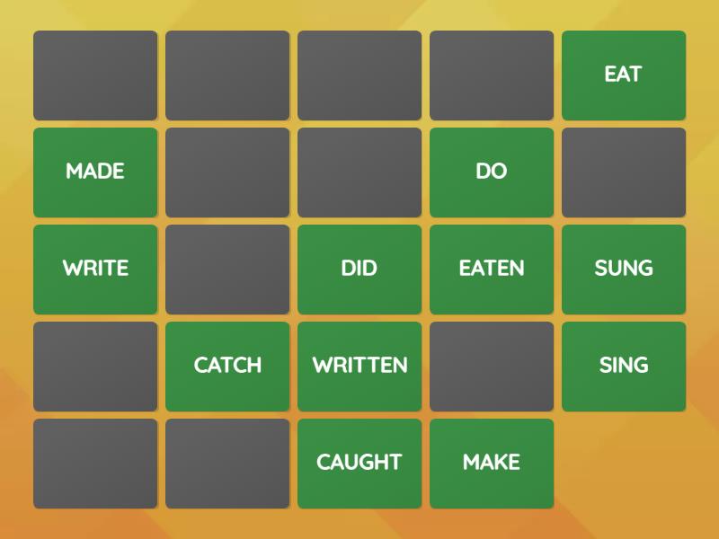 PRESENT PERFECT IRREGULAR VERBS - Matching pairs